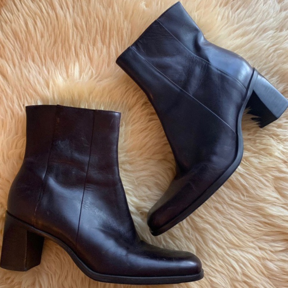 VINTAGE GIANNI BINI dark brown square toe boots